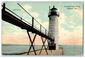 1910 Kenosha Lighthouse Exterior View Tower Kenosha Wisconsin Vintage Postcard