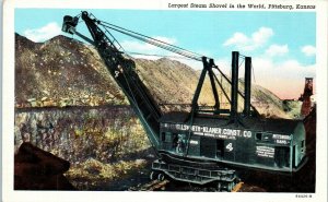 1940s Largest Steam Shovel Ellsworth Klaner Pittsburg Kansas Postcard