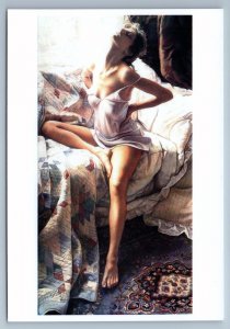 SEXY LADY Woman in in nightie Semi Nude FINE ART by Steve Hanks New Postcard