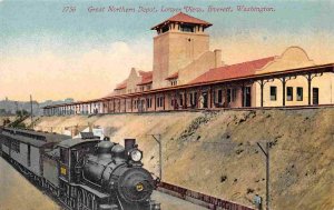 Great Northern Railroad Train Depot Everett Washington 1910c postcard