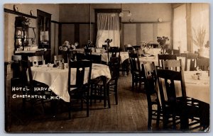 K35/ Constantine Michigan RPPC Postcard c1910 Interior Hotel Harvey 94