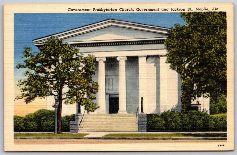 Vtg Mobile Alabama AL Government Presbyterian Church 1940s Linen View Postcard