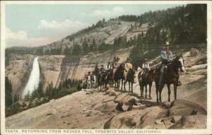 Yosemite Valley CA Horse Riding Nevada Fall Detroit Publishing Postcard c1910