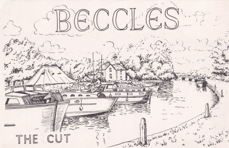 Beccles The Cut Suffolk Painting Postcard