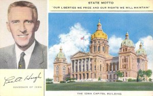 IA, Iowa  STATE CAPITOL, MOTTO & GOVERNOR LEO A HOEGH   c1950's Postcard