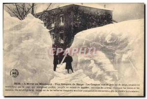 Old Postcard Folklore Auvergne L & # 39hiver A Snowdrift mountain snow