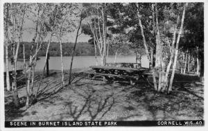 1940s Cornell Wisconsin Scene Burnet Island State Park RPPC real photo 9537