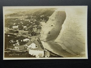 Wales PENDINE Village Aerial View shows TENTS & CAMPS Old RP Postcard by Quibbs