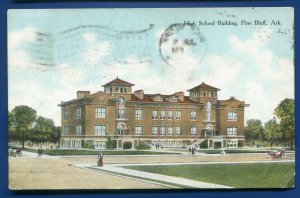 Pine Bluff Arkansas High School Building old postcard