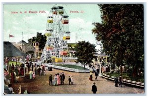 1909 Scene In Al Fresco Park Peoria Geneseo Illinois IL, Ferris Wheel Postcard