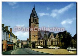 Postcard Modern Noyen sur Sarthe Church Square