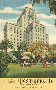 Phoenix Arizona Hotel Westward HO Roadside Teich linen Postcard 21-11967