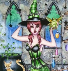 Halloween Postcard Nikki Burnette Gothic Witch Fantasy Ashlyn 2013 Limited To 35 