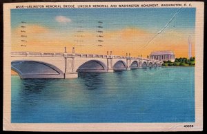 Vintage Postcard 1942 Arlington Memorial Bridge, Washigton, District of Columbia