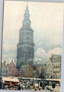 Postcard Art Netherlands Groningen from water color by J. Setelik