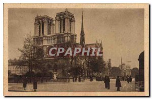 Old Postcard The Small Paintings of Paris's Notre Dame Cathedral and the quai...