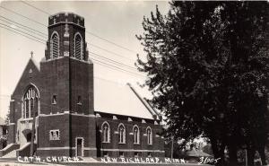 C48/ New Richland Minnesota Mn Real Photo RPPC Postcard c40s Catholic Church