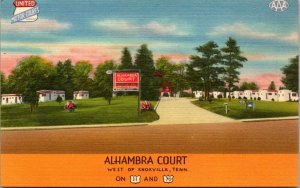 Linen Postcard Alhambra Court on U.S. 11 and 70 in Knoxville, Tennessee