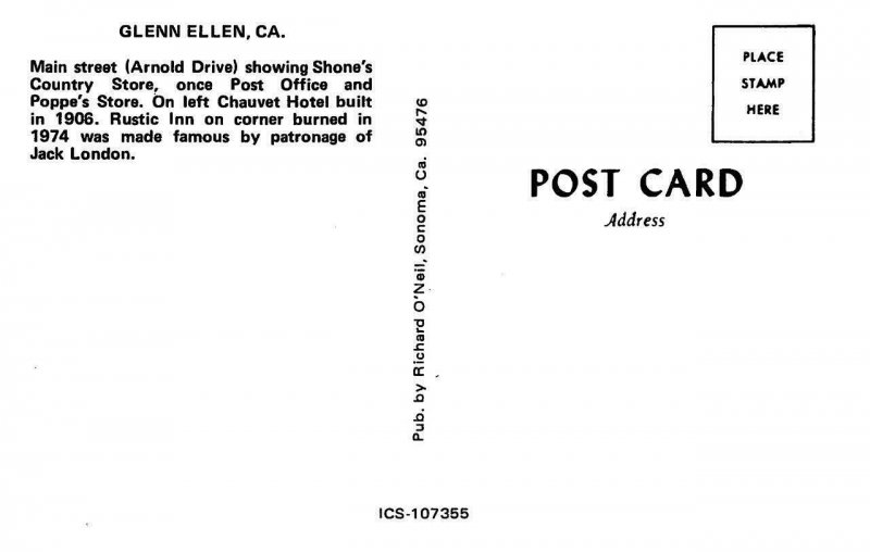 Shone's Country Store GLEN ELLEN, CA Arnold Drive Rustic Inn Vintage Postcard
