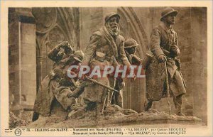 Old Postcard Chalons sur Marne war memorial (1914 1918) La Releve