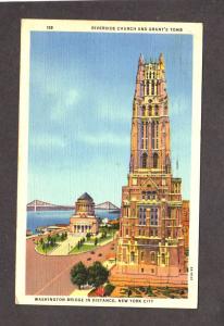 NY Riverside Church Grant's Tomb Washington Bridge New York City NYC Postcard