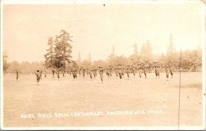 Real Photo Postcard Military Rifle Drill Cantonment in American Lake, Washington