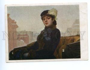 155122 RUSSIA Belle Stranger by KRAMSKOY vintage color PC