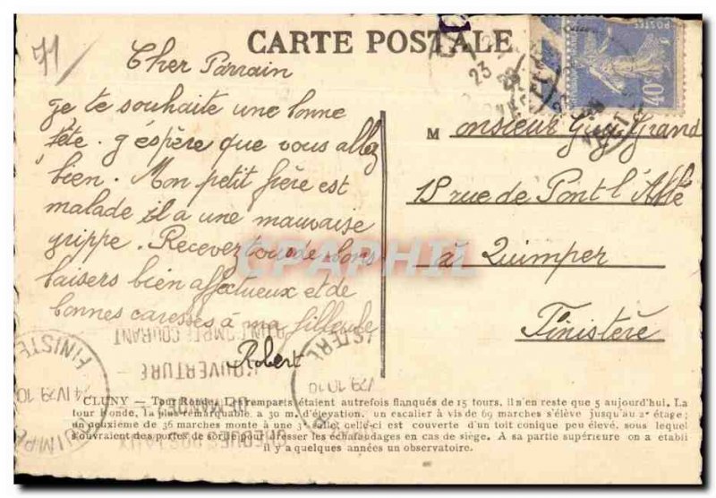 Old Postcard Cluny Round Tower