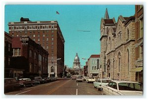 1964 Capitol Avenue Postcard Springfield IL Abraham Lincoln Hotel Route 66 pc9