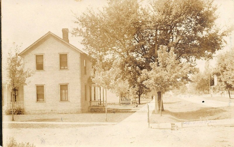 Leonard MI~Our New Georgian House~Park,Cemetery, or Church Sign~RPPC 1911 