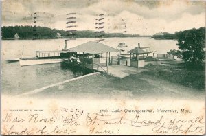 Docks at Lake Quinsigamond, Worcester MA Undivided Back c1905 Vtg Postcard O80