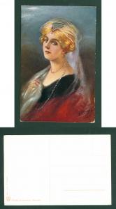 Germany. Lady With Pearls. ASM.Bavaria. Series 524  +_ 1910. Signed A. Broch