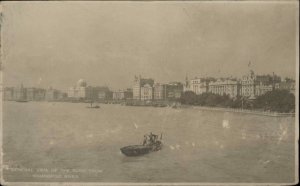 Shanghai China Harbor & Bund From Whangpoo River c1915 Real Photo Postcard