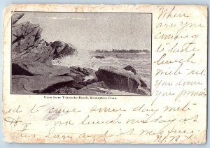c1904 Rowayton Connecticut CT Vintage Postcard View Tokeneke Beach Rock Formatio