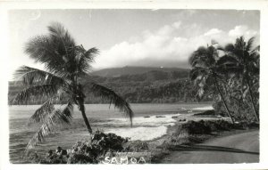 PC CPA SAMOA, PACIFIC, BEACH SCENE AND PALM TREES, Vintage Postcard (b19442)