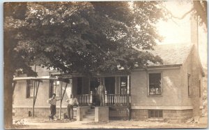 Postcard - House and Men Scene Vintage Picture