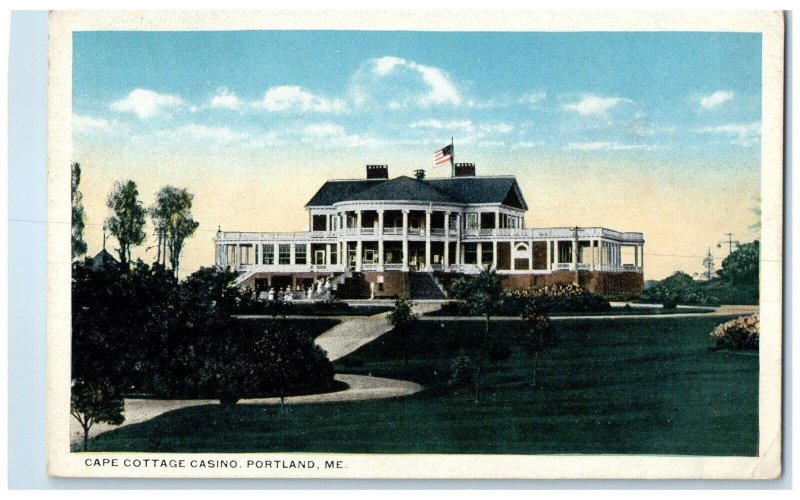 1920 Cape Cottage Casino Exterior View Building Portland Maine Vintage Postcard