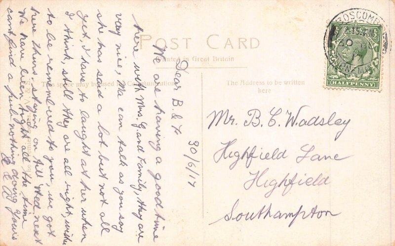 England 1917 Boscombe Pier vintage postcard