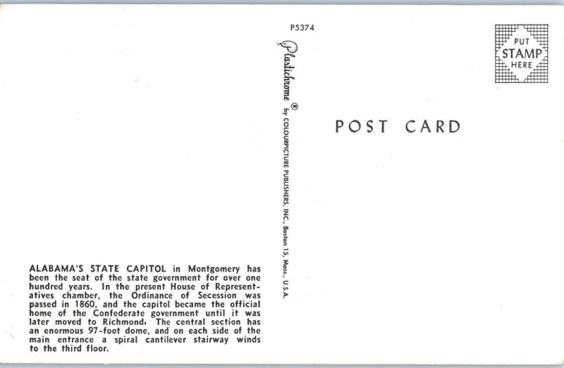 Alabama State Capitol Montgomery Alabama Postcard