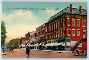 1910 Kenton Ohio OH Vintage Postcard Columbus Street Looking West Main Building