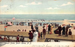 Beach Haven New Jersey Beach Scene, Color Lithograph, Vintage Postcard U17956