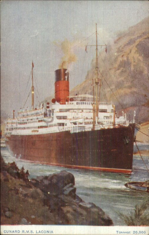 Cunard Line Steamship Laconia c1910 Unused Postcard