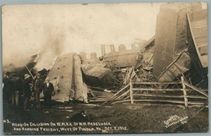 PINOLA PA 1912 W.M.R.R RAILROAD ACCIDENT ANTIQUE REAL PHOTO POSTCARD RPPC