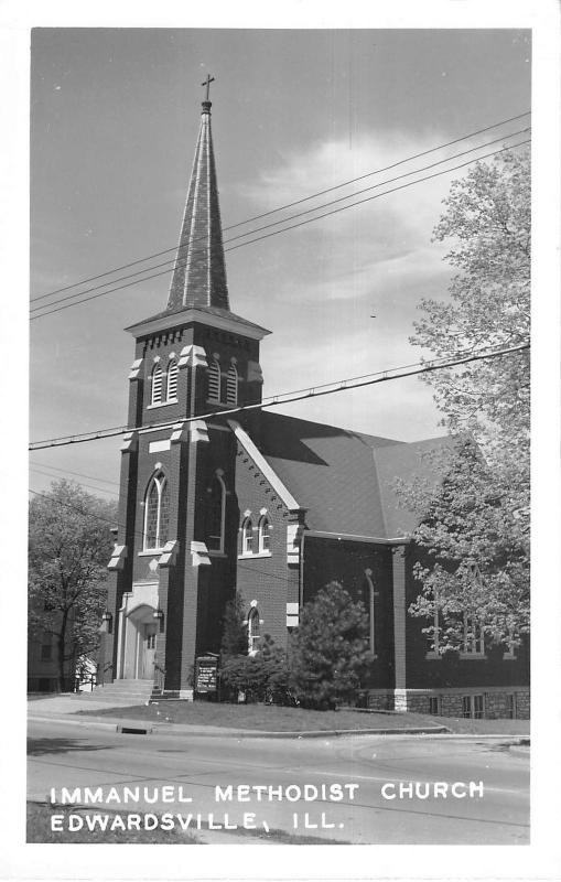 Edwardsville Illinois Immanuel Methodist Church Real Photo Postcard V15595