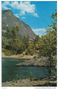 Scenic Stop on Fraser River, Mountain, Boy Fishing, Fraser Canyon, British Co...