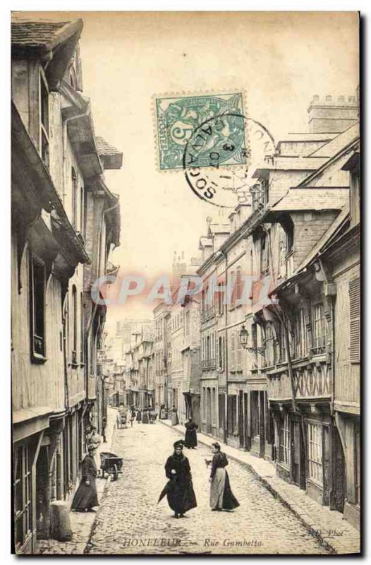 Old Postcard Honfleur La Rue Gambetta