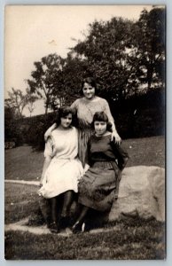 RPPC  Young Women  Riverside Drive New York  Real Photo  Postcard  1922