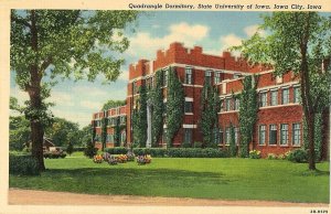 Postcard Early View of Quadrangle Dormitory, University of Iowa, Iowa City, IA.