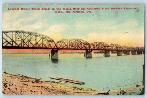 Vancouver Washington WA Postcard Longest Double Track Bridge Scenic View 1911