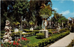 East Garden Kapok Tree Inn Clearwater FL Florida Three Graces Statue Postcard PM 